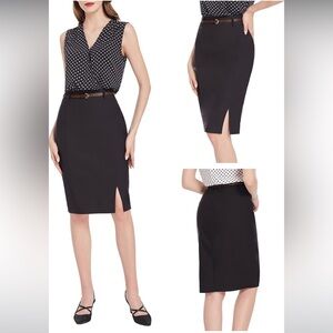 Kate Kasin Bodycon Fitted Black High Waisted Pencil Professional Skirt